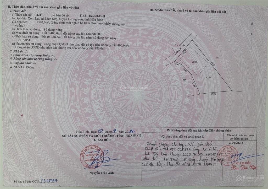 Chủ gửi bán đất tại liên sơn, lương sơn, hòa bình. pháp lý rõ ràng