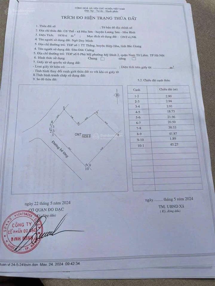 Bán đất lương sơn, gần trung tâm hà nội.