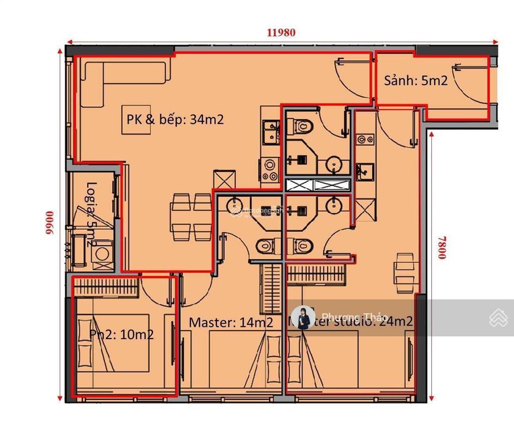 Căn dualkey tầng cao  sở hữu chỉ 7 tỷ (100%)  view trực diện biển mỹ khê  sổ hồng lâu dài