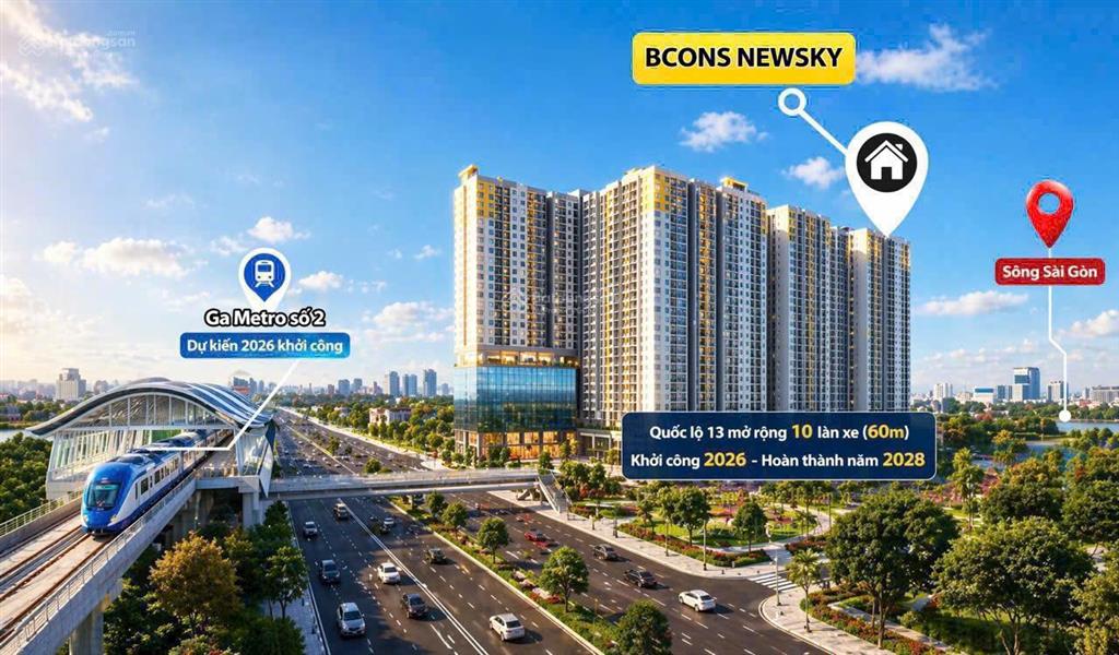 Bán bcons newsky 2pn2wc 65,54m2= 2,890tỷ, thanh toán chỉ 15%=490tr tới nhận nhà, ân hạn gốc 10 năm