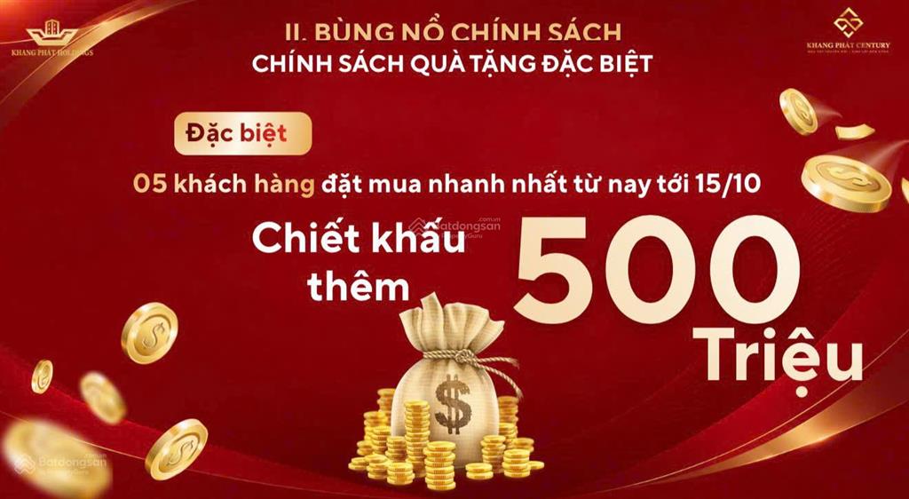 Bán lô đất 96m² cạnh kcn quang châu  thanh toán 10%/tháng dự án khang phát century