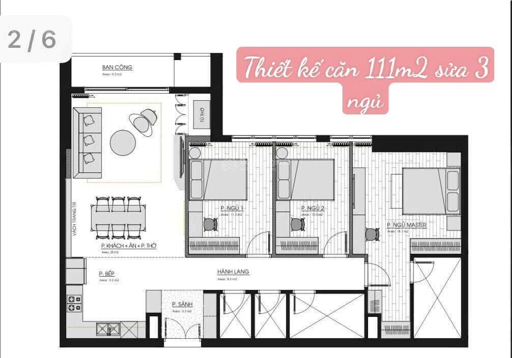 Cần tiền bán gấp căn hộ 3 ngủ 2vs tầng trung, nhà đẹp giá tốt tại hpc landmark văn khê