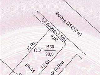 Bán nền đường d5 khu nam long central lake dt 6x15m hẻm hông 4m  giá 3.3 tỷ