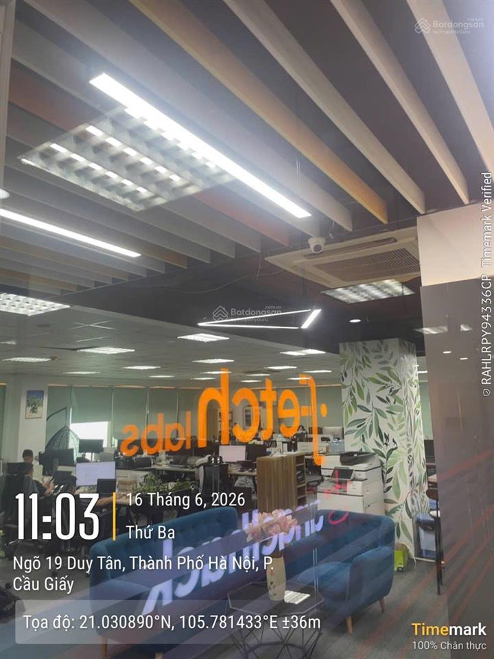 Cho thuê văn phòng tòa ttc  duy tân dt 500m² có chia nhỏ diện tích. giá 380 nghìn/m2/th