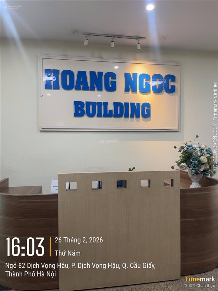 Bql cho thuê tòa văn phòng hoàng ngọc building số 4/82 dịch vọng hậu. dt 130m2giá thuê 260k/m2/th
