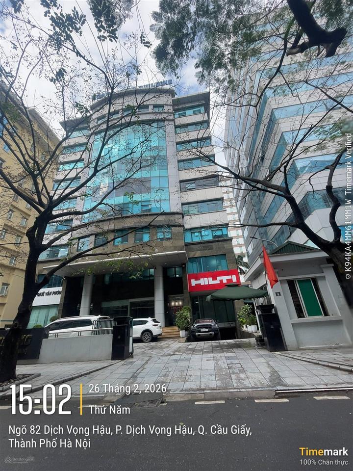 Bql cho thuê tòa văn phòng hoàng ngọc building số 4/82 dịch vọng hậu. dt 130m2giá thuê 260k/m2/th