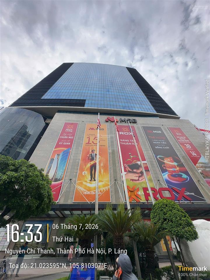 Cho thuê văn phòng hạng a, toà rox 54a nguyễn chí thanh. dt 2000m2 có cắt từ 100m2