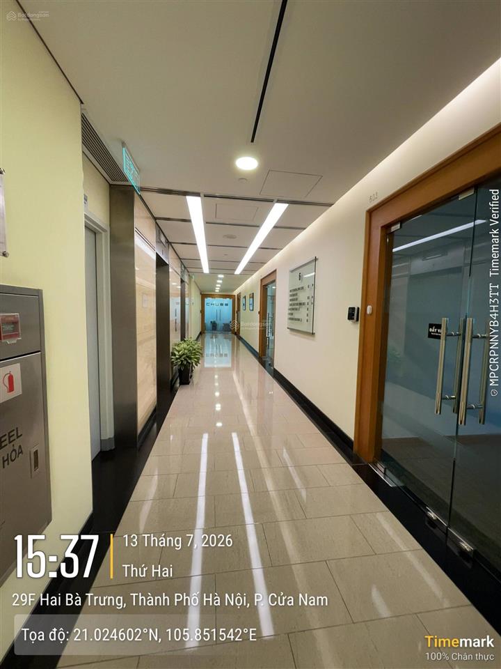 Văn phòng hạng (a) tòa central building 31 hai bà trưng cho thuê. dt 80m2, giá thuê 1015k/m2/th