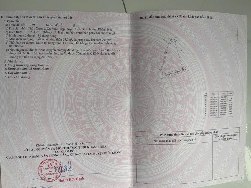 Bán đất Suối Hiệp thôn Thuỷ Xương giá rẻ cách chợ chỉ 500m