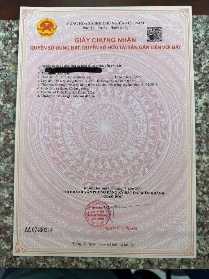 Bán đất Diên Phước full thổ cư mặt tiền đường Phước Tuy