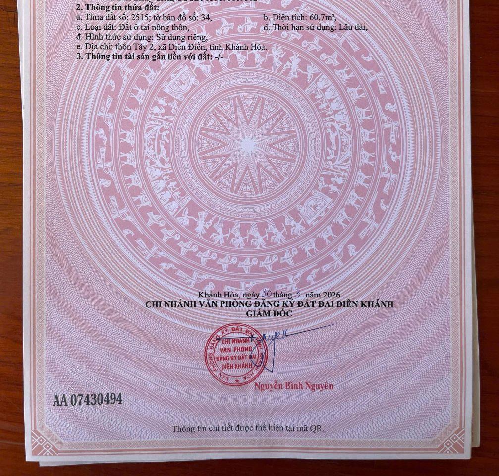 Bán đất Diên Sơn giá rẻ full thổ cư đường ô tô vào tận nơi