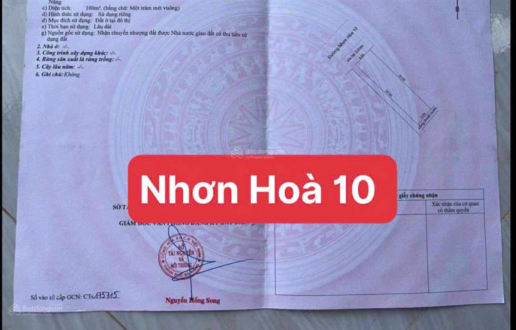 Bán lô đất mặt tiền kẹp cống 100m² sát góc 5m5  nhơn hòa 10  p. an khê  đà nẵng