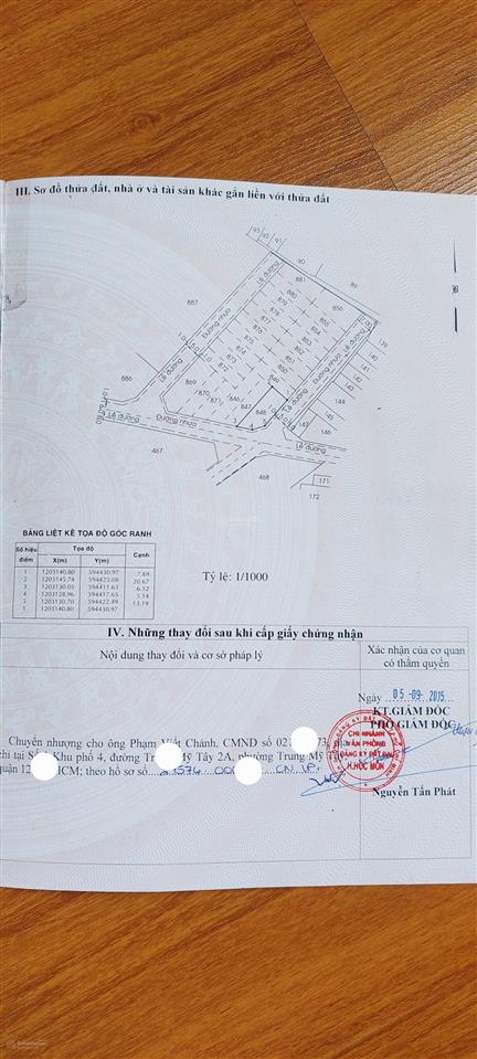 Chính chủ bán đất lô góc đẹp đường trịnh thị miếng, ấp tam đông 1, xã thới tam thôn, hóc môn