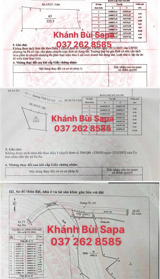 Bán đất tại tỉnh lộ 152, cầu mây, thị xã sa pa, 11tr/m2, 6300 m2, view đẹp nhất nhì sapa