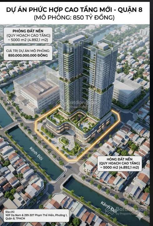 Chuyển nhượng khu đất dự án cao tầng 5000m² giá 845 tỷ 2mt dạ nam phạm thế hiển, quận 8