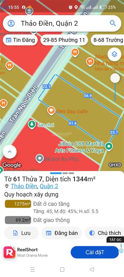 Bán quỹ đất mặt tiền trần ngọc diện, thảo điền .quận 2 dt 26x72m, 1.400m²  giá 550 tỷ
