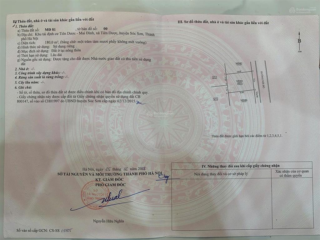 Cần bán gấp cắt lỗ sâu lô 180m tái định cư tiên dược sóc sơn