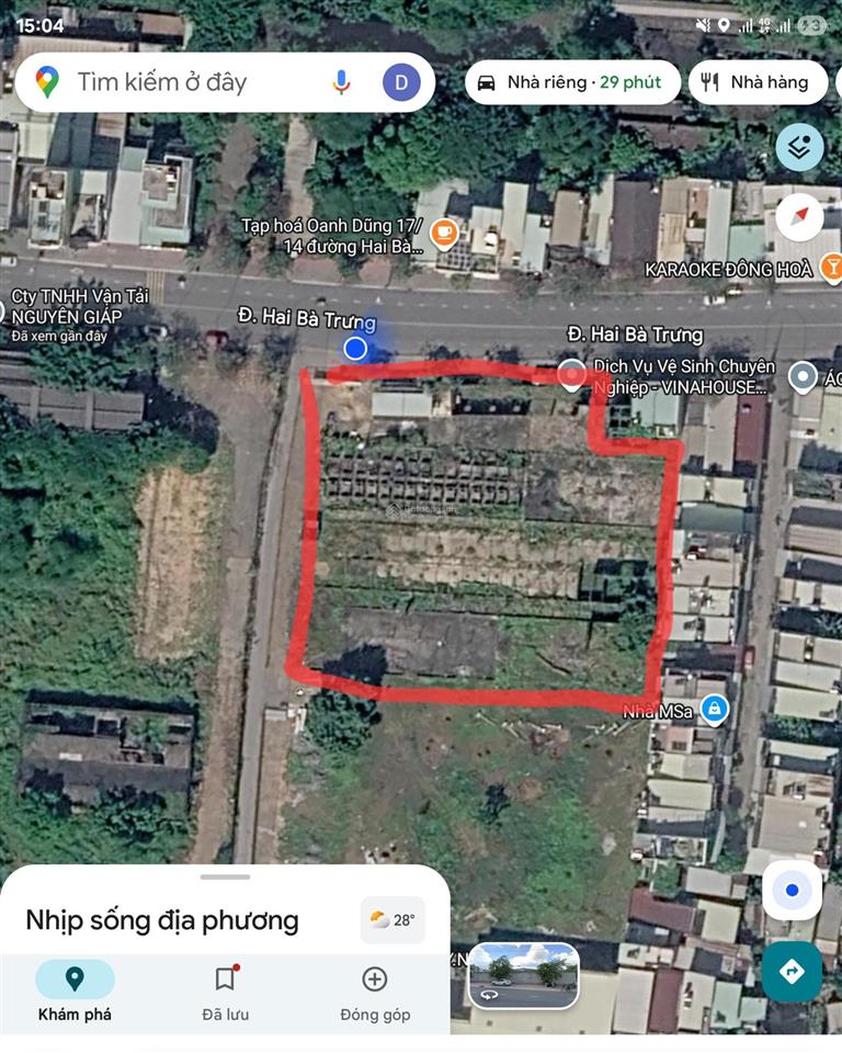 Ngay chủ cho thuê 3500m² đất mt hai bà trưng, đông hòa, gần siêu thị go