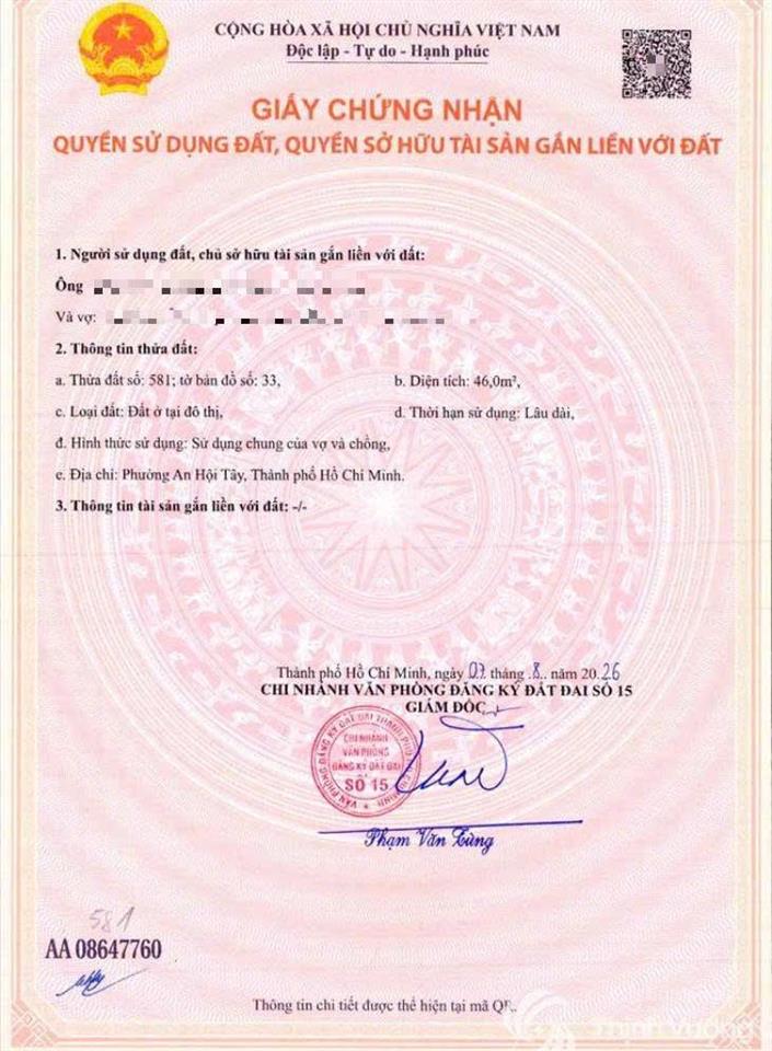 Bán đất phân lô thổ cư chính chủ p. gò vấp
