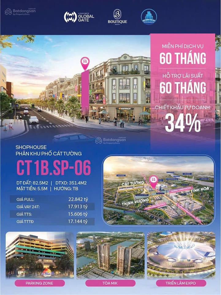 Bán shophouse tại vinhomes global gate, 15 tỷ, 75 m2, đường cổ loa, đông hội, đông anh, hà nội