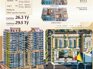 Bán căn duplex triple dự án rivea hoàng mai view sông hồng trục 05 giá chỉ 24 tỷ vốn tự có chỉ 7 tỷ