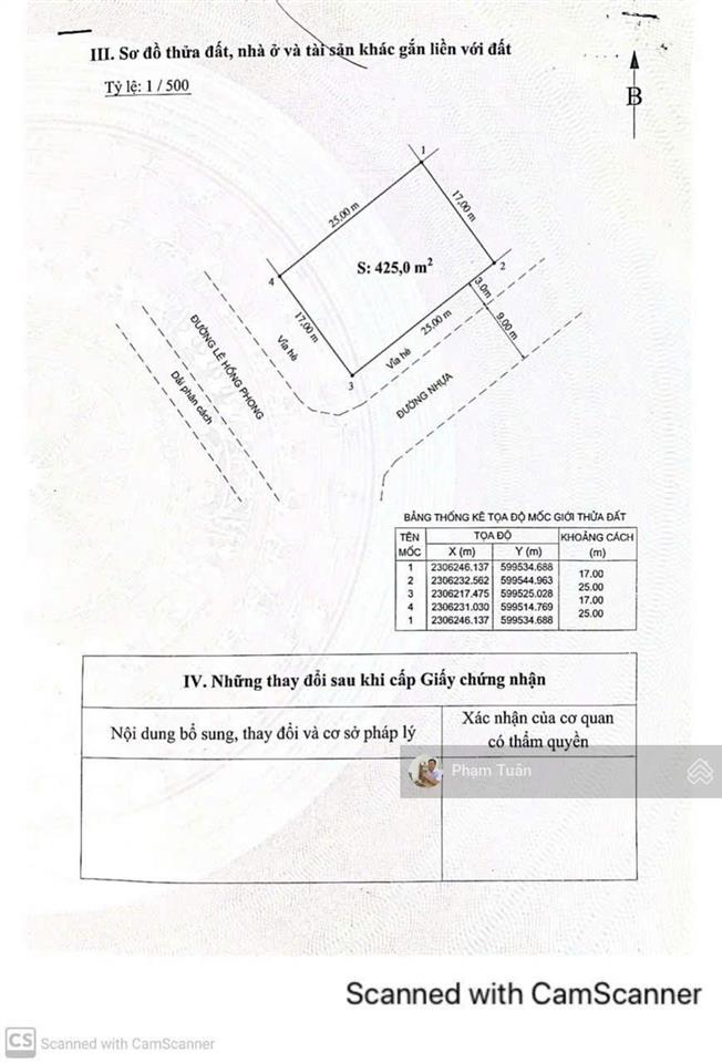 Lô góc mặt đường lê hồng phong vị trí vàng hiếm có (e68)  0917 696 ***