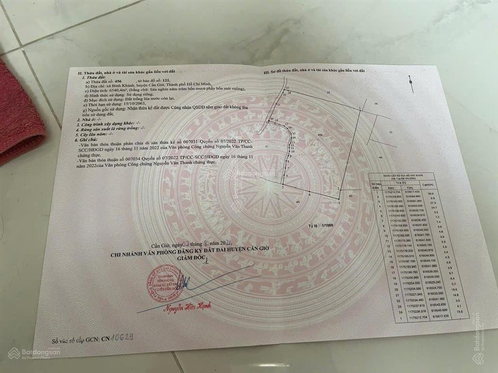 Bán đất nông nghiệp. 9000m² giá 9.45 tỷ xã bình khánh, cần giờ