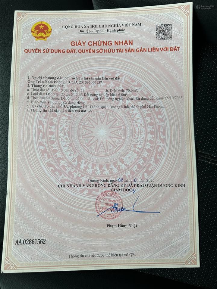 Siêu phẩm hàng cực hiếm giá chỉ hơn 1 tỷ cho lô đất hải thành 70m2