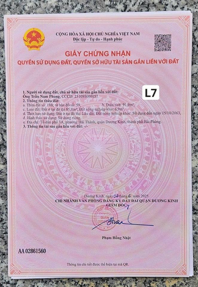 Chính chủ bán lô đất gần 100m2 đường nhựa hải thành 2