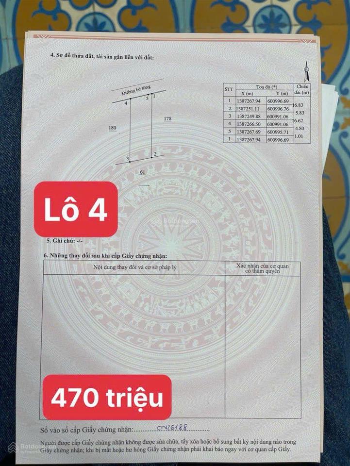 Bán lô tại ninh điền, ninh thọ. khánh hòa. giá chỉ 470 tr full thổ, sổ hồng trao ta