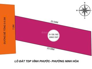 Chính chủ cần bán lô đất 159,1m2 phường ninh hoà chỉ hơn 400tr 1 chút