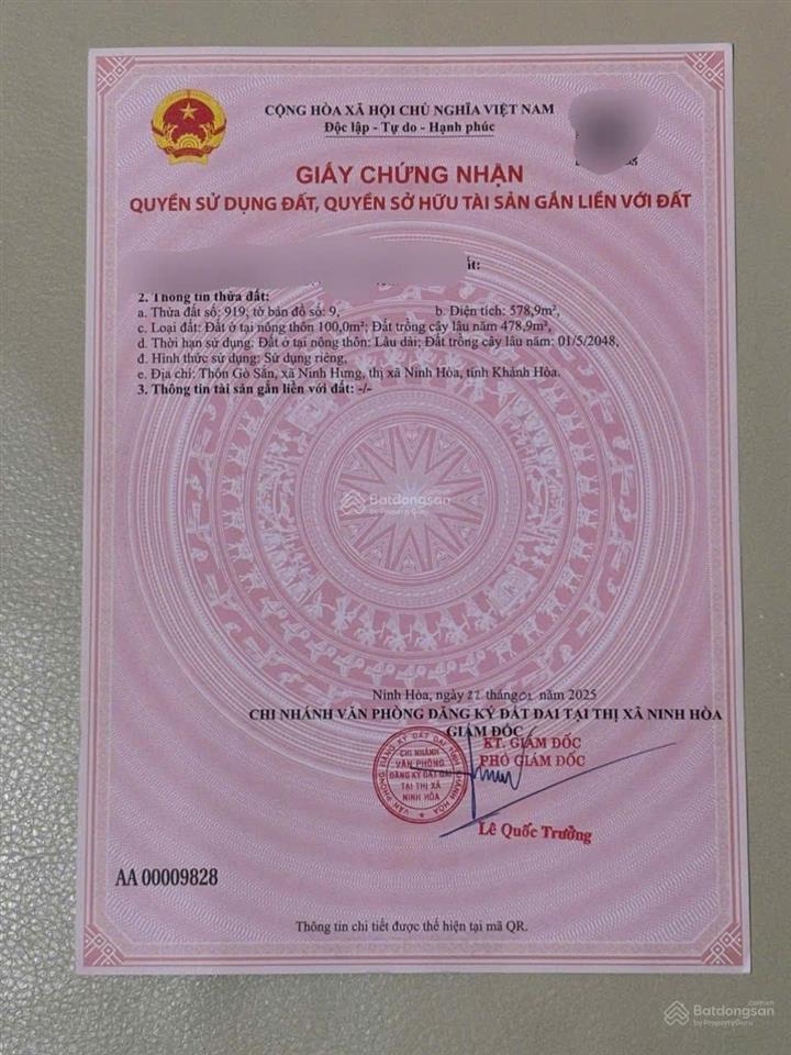 Đất mặt tiền nhựa gò sắn ninh hưng tặng nhà & vườn