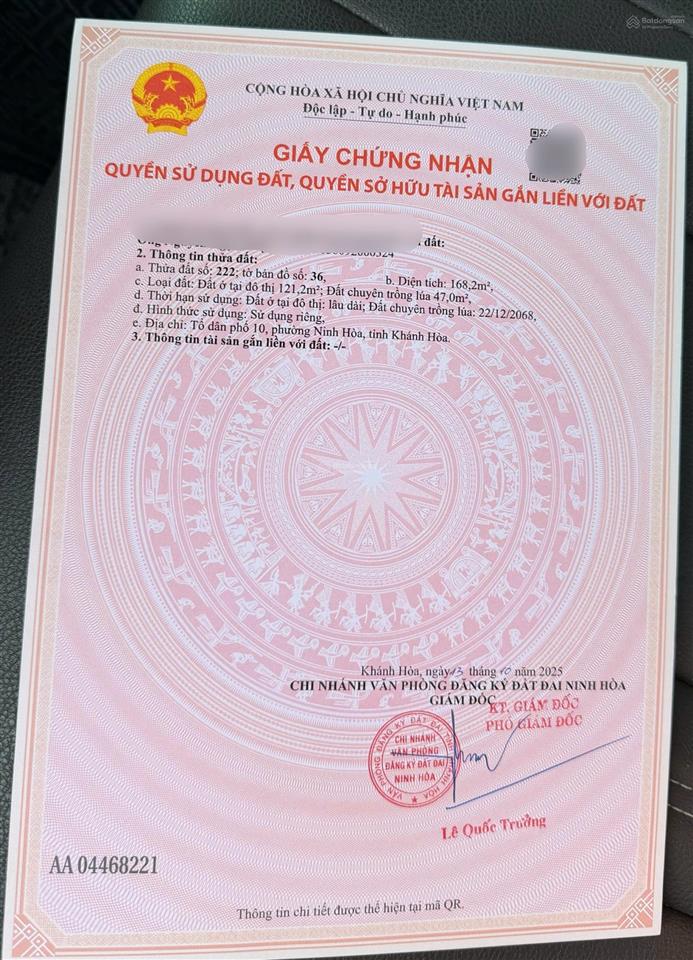 Bán đất trung tâm ninh hiệp, p. ninh hoà chính chủ kẹt bán 168m2 gần vincom, hơn 1tỷ600