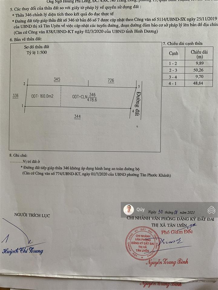 Bán đất tân phước khánh, tân uyên đường xe hơi 494.8m2, giá 3.7 tỉ