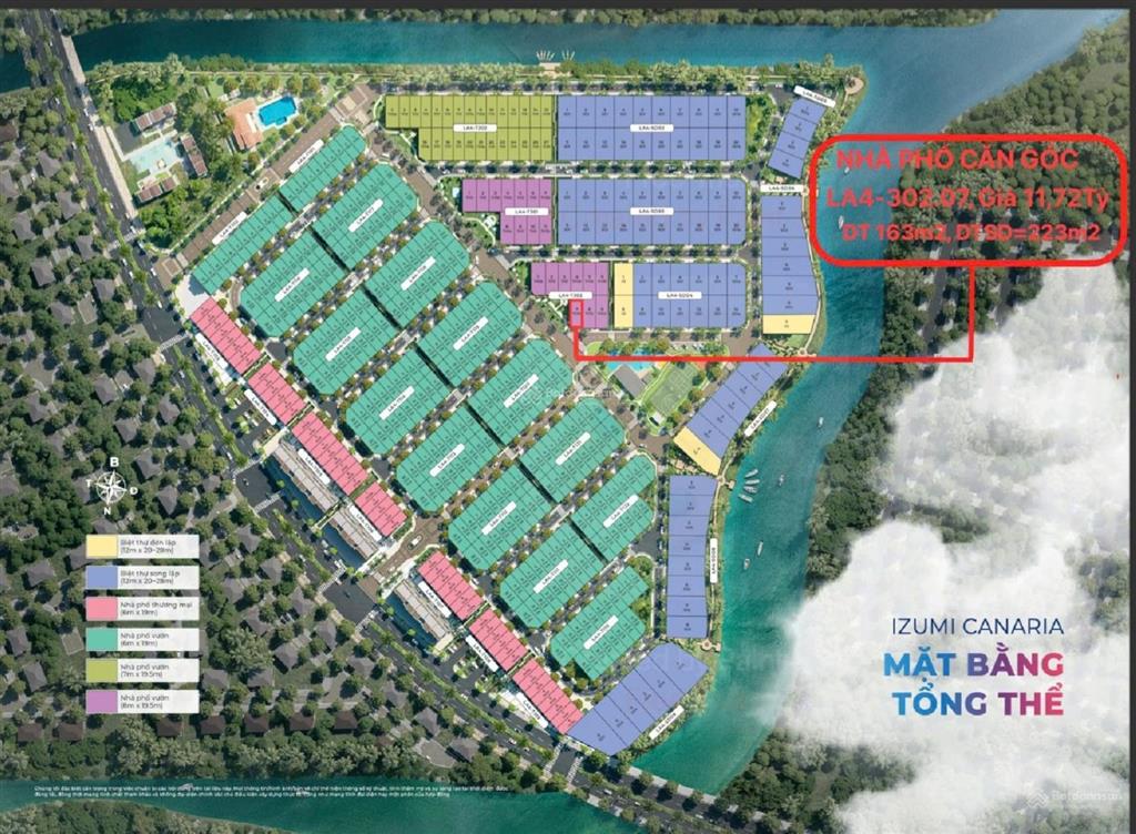 Nhà phố đối diện clubhouse dt 163m2, dtsd 223m canaria izumi city xã long hưng, biên hòa đồng nai