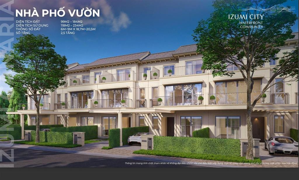 Nhà phố đối diện clubhouse dt 163m2, dtsd 223m canaria izumi city xã long hưng, biên hòa đồng nai