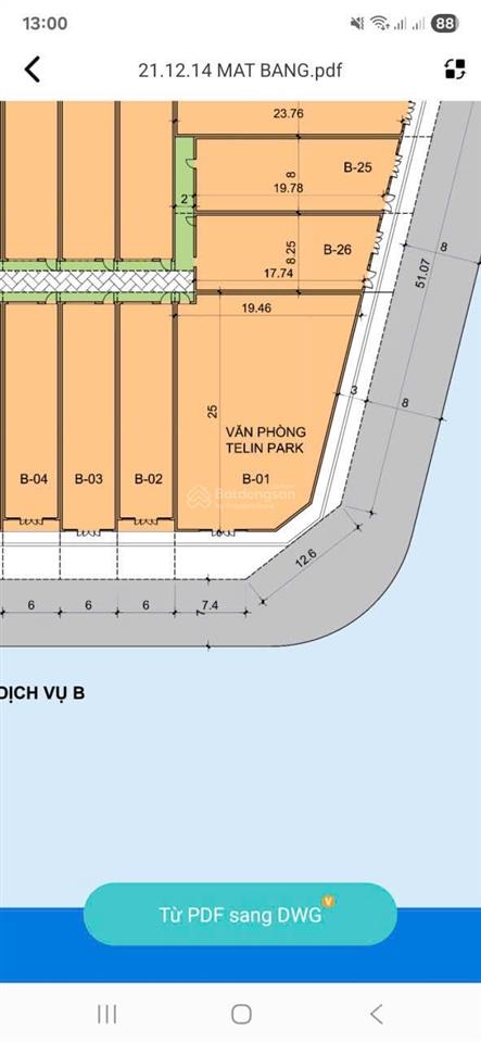 Cho thuê mặt bằng tầng 1 + 2 lô góc đẹp nhất dự án telin park diện tích sàn 800m2 giá cả thỏa thuận