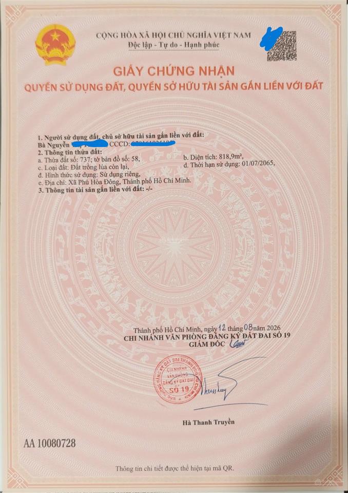1800m2 đất nông nghiệp  tân thạnh đông  22km từ sài gòn