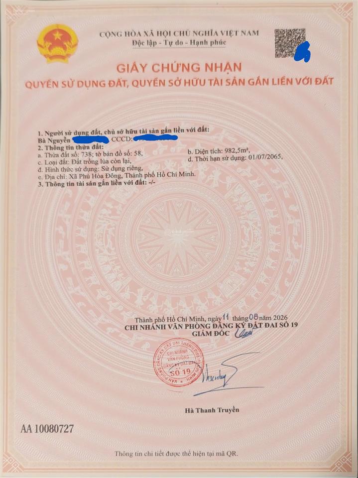1800m2 đất nông nghiệp  tân thạnh đông  22km từ sài gòn