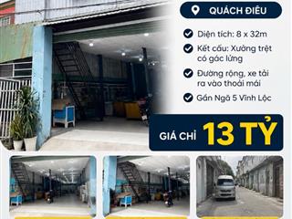 Bán Xưởng 1/ Quách Điêu - Hẽm Xe Tải - 8 x 33m Giá 13 Tỷ (TL)