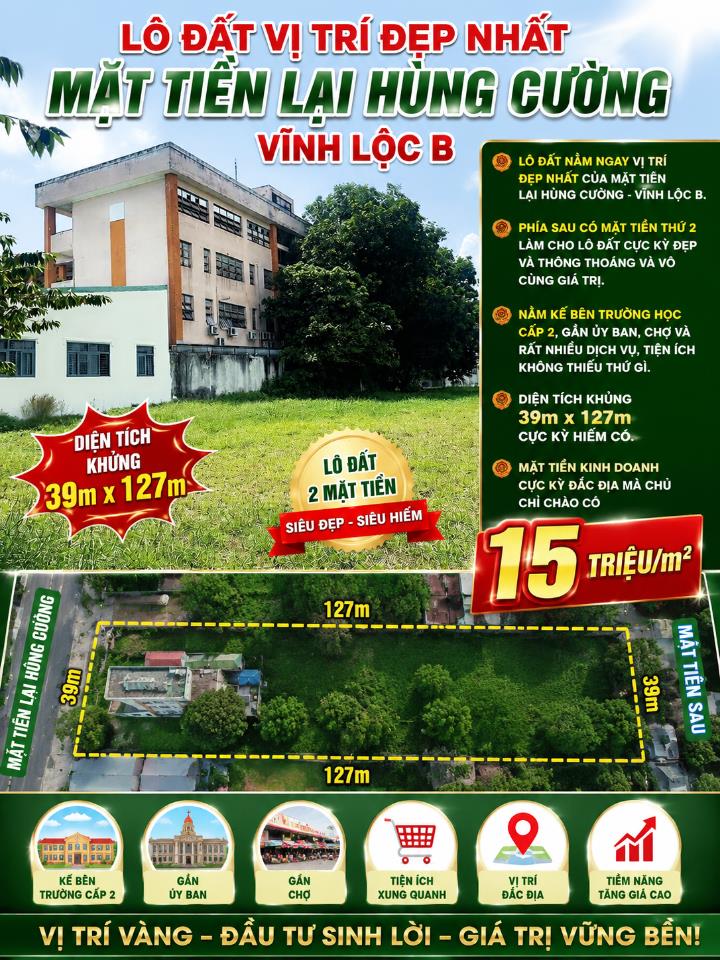 Bán Đất Mặt Tiền Đường Lại Hùng Cường Chỉ 15tr/m2 – DT 3585m2