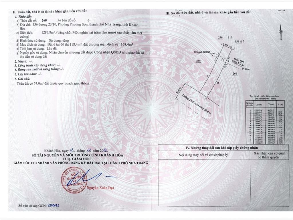 Hiếm có 1 lô đất diện tích lớn còn sót lại tại lõi trung tâm tp nha trang, mt đường 23/10