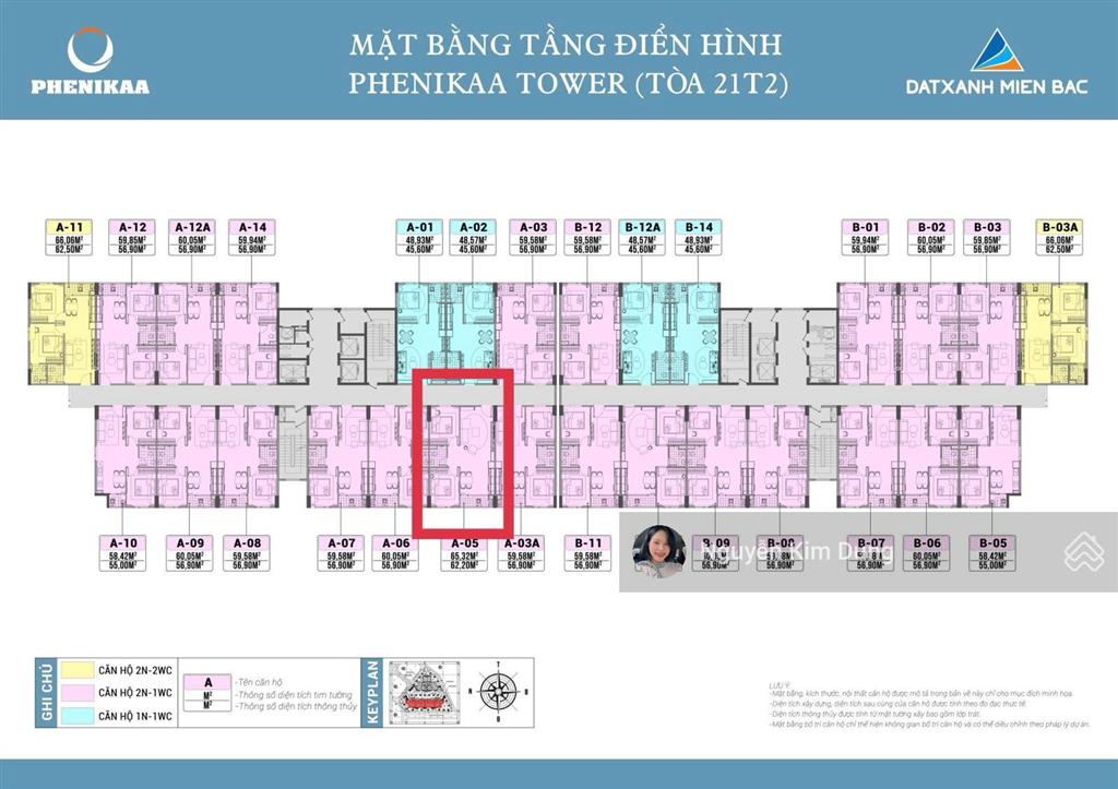 Bán căn 2pn1vs 62,2m2 chung cư phenika hoà lạc 21t2