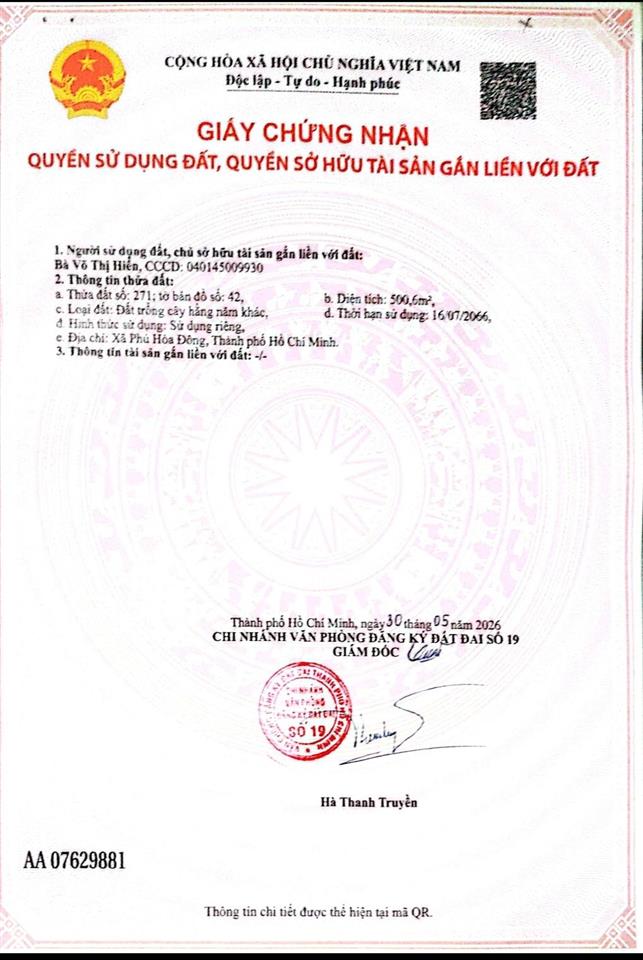 Sang lại đất trồng cây hàng năm