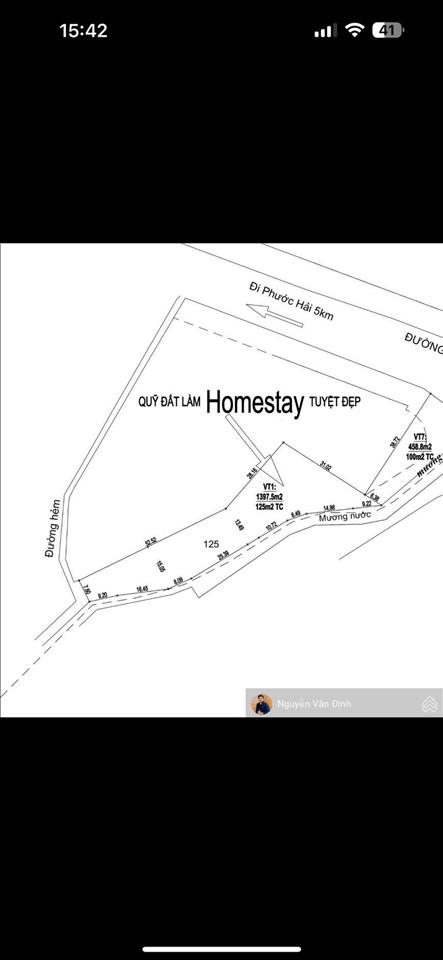 Lô đất nghỉ dưỡng, làm homestay hoặc xây dãy trọ cực đẹp tại phước hải1400m2120 thổ cưgiá 2ty999