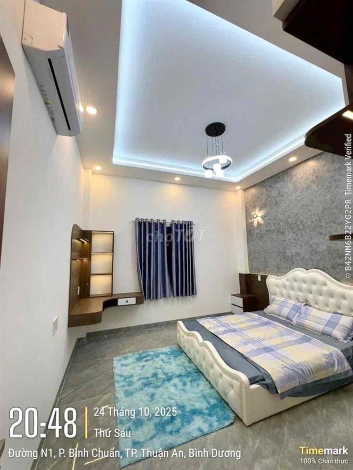 nhà 2 lầu 1 trệt Bình Chuẩn,Thuận An,đầy đủ nội thất,đường 7m đậu ô to