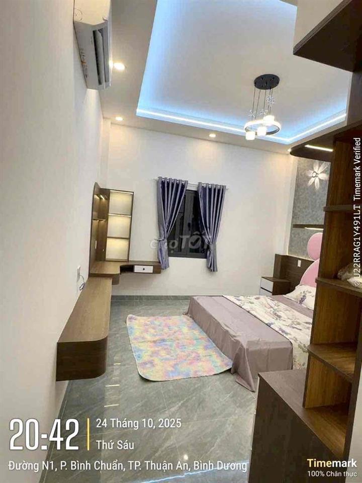 nhà 2 lầu 1 trệt Bình Chuẩn,Thuận An,đầy đủ nội thất,đường 7m đậu ô to