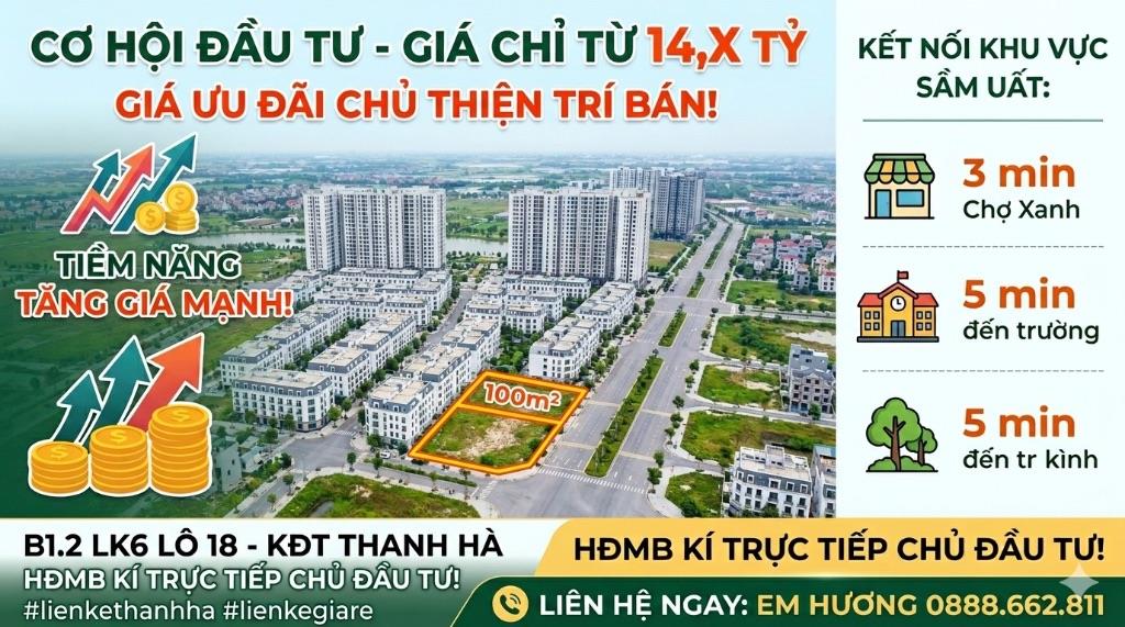 Sở hữu liền kề đường 17m A1.2 Thanh Hà Cienco 5 chỉ 11.8tỷ