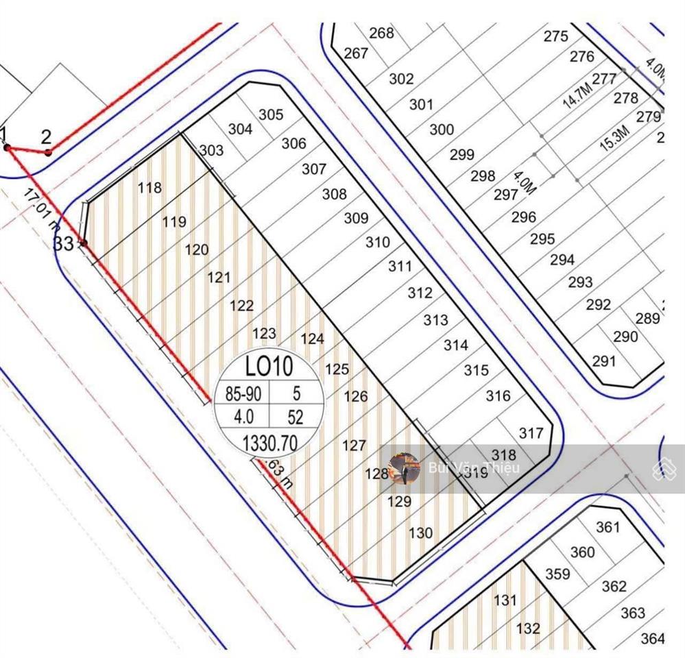 Bán lô mặt đường lê quang đạo, 100m2 ngang 5m  đất đấu giá vuông vắn