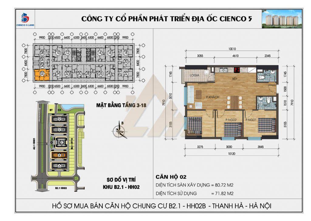 Bán căn hộ góc chung cư Thanh Hà Cienco 5 – View thoáng, full nội thất cao cấp